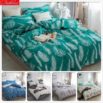 

Green Leaf Pattern Creative Duvet Cover Bedsheet Pillowcase Kids Child Soft Cotton Bed Linen Single Twin Queen King Size 1.8m 2m