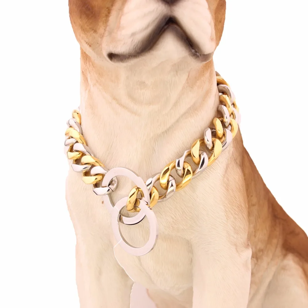 15 Wide Silver Gold Color Cut Curb Cuban Link 316l Stainless Steel Dog