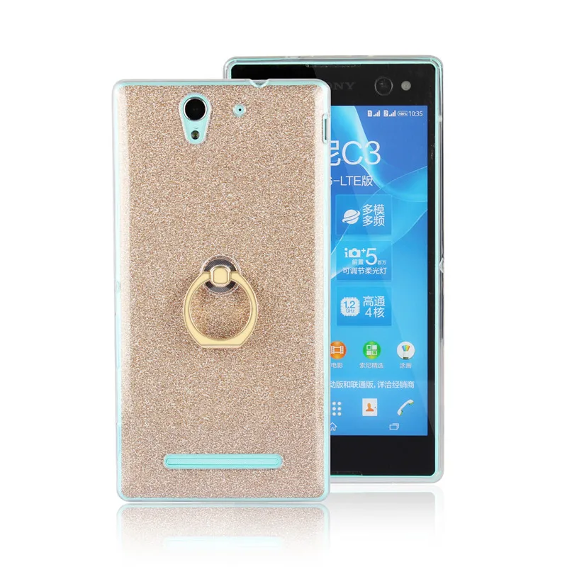 Модный силиконовый чехол с держателем для Sony Xperia C3 прозрачный мягкий ТПУ