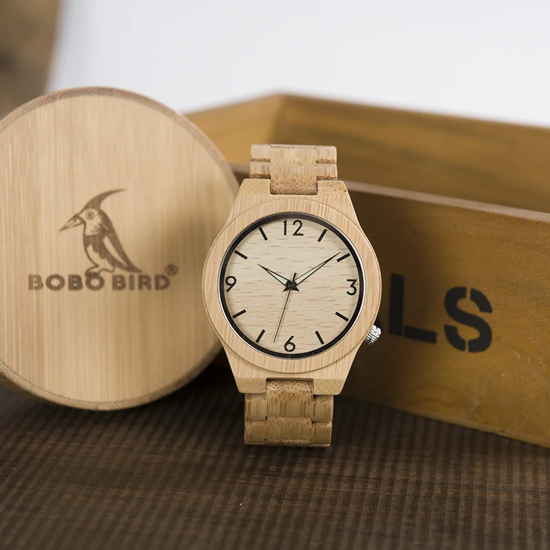 BOBO BIRD Bamboo Wood Men Watches Relogio Masculino Timepieces Quartz Wristwatches for Male C-D27