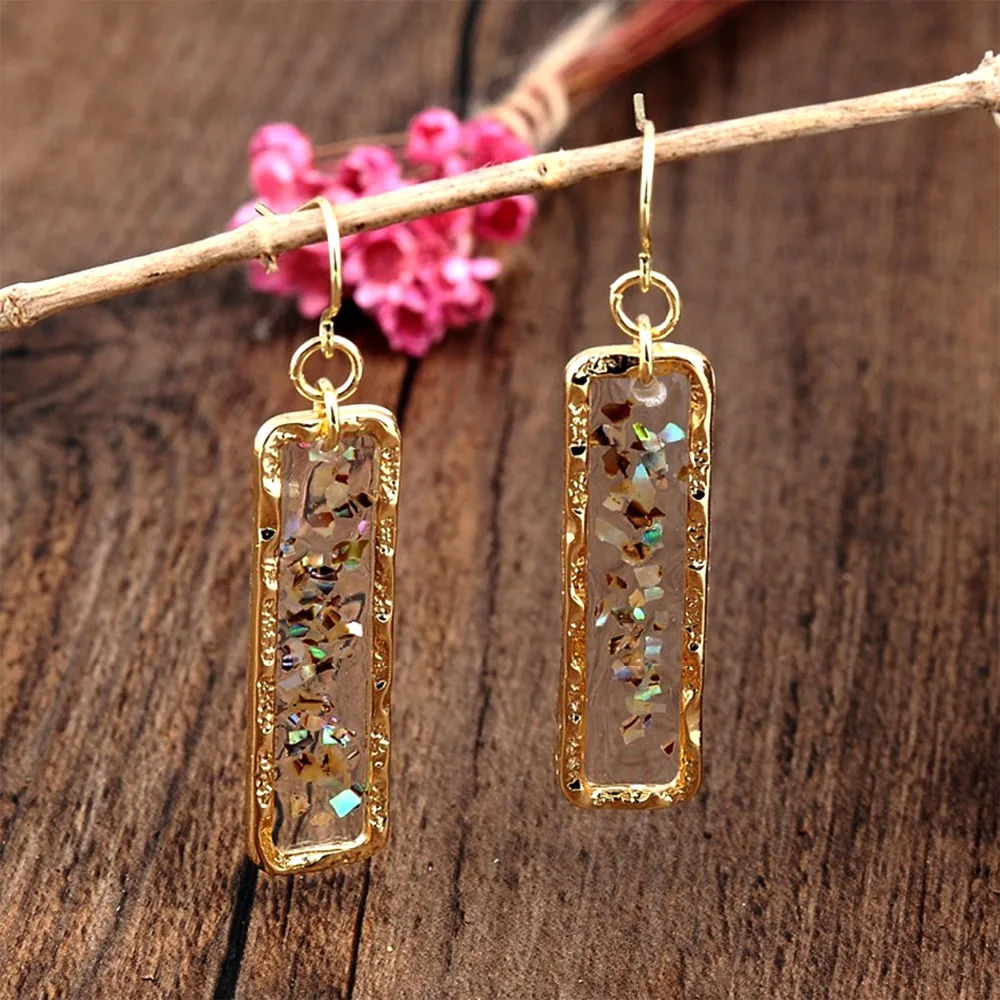 

Chips shell gold thin strip earrings, fashion earrings