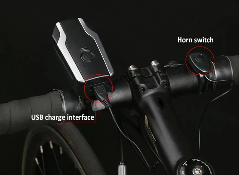Perfect FTW Front Bike Light with Horn Bell Intelligent Alert Anti-theft Alarm Bicycle USB Rechargeable Headlight Mountain Lights FL2391 7