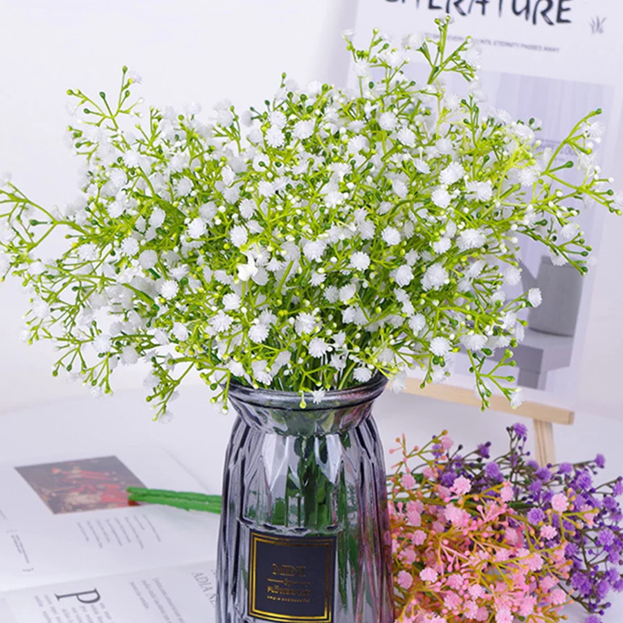 

5 branches/bouquet babysbreath artificial plastic flowers home decoration DIY fake gypsophila wedding graden arrangement decor
