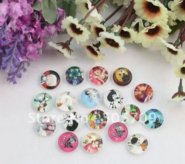 

40pcs Mixed Lots of 15mm Glass Cabochon Settings Flatbacks #22126