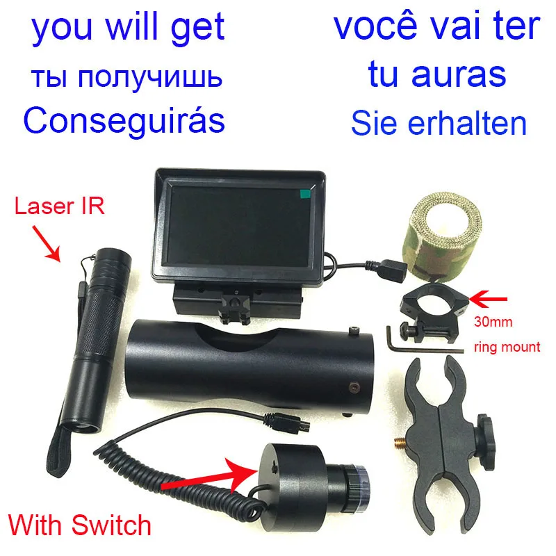 Тактические цифровые охотничьи принадлежности, уличная охотничья камера ночного видения для прицела с ЖК-дисплеем и ИК - Цвет: 14