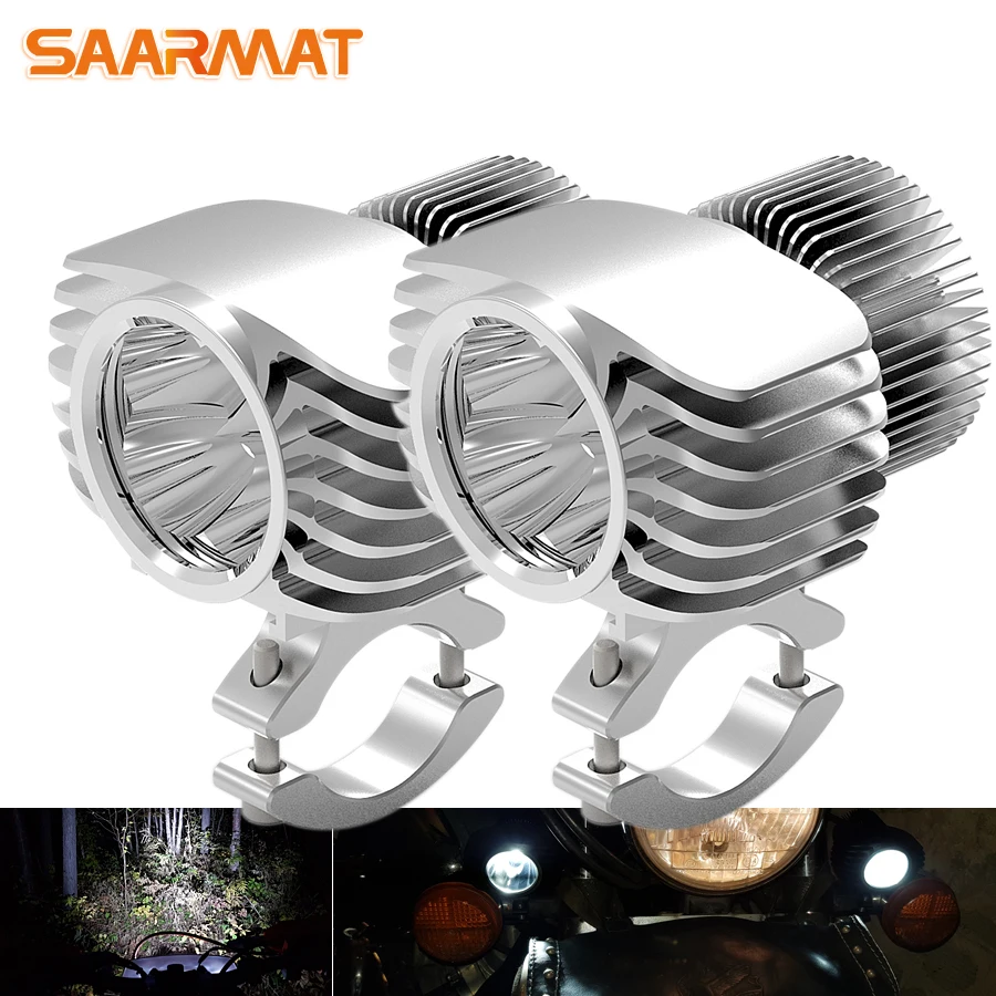 SAARMAT 2 шт мотоциклетные фары для мотокросса led 6000k белый 2700LM 18W подсветка двигателя