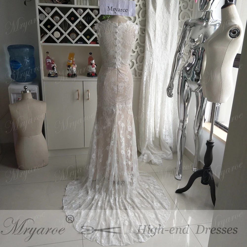 Mryarce Unique Design Vintage Exquisite French Lace Mermaid Wedding Dresses 2017 Rustic Birdal Gowns vestido de noiva (2)