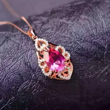 Натуральный красный Топаз камень кулон S925 Серебряный натуральный драгоценный камень кулон Цепочки и ожерелья Романтический Роскошный большой круглый для женщин, ювелирные изделия для девушек