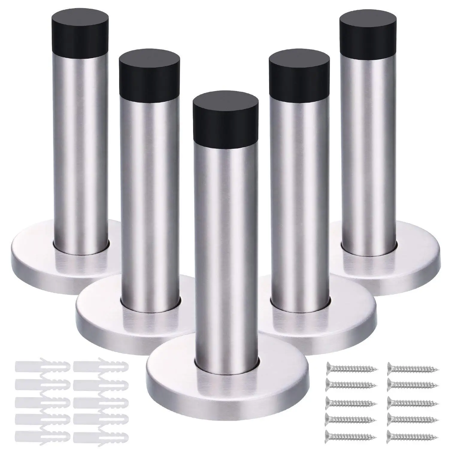 

5 Pack 90 mm Door Stop 304 stainless steel Door Stopper Holder with Screws and Drywall Anchors