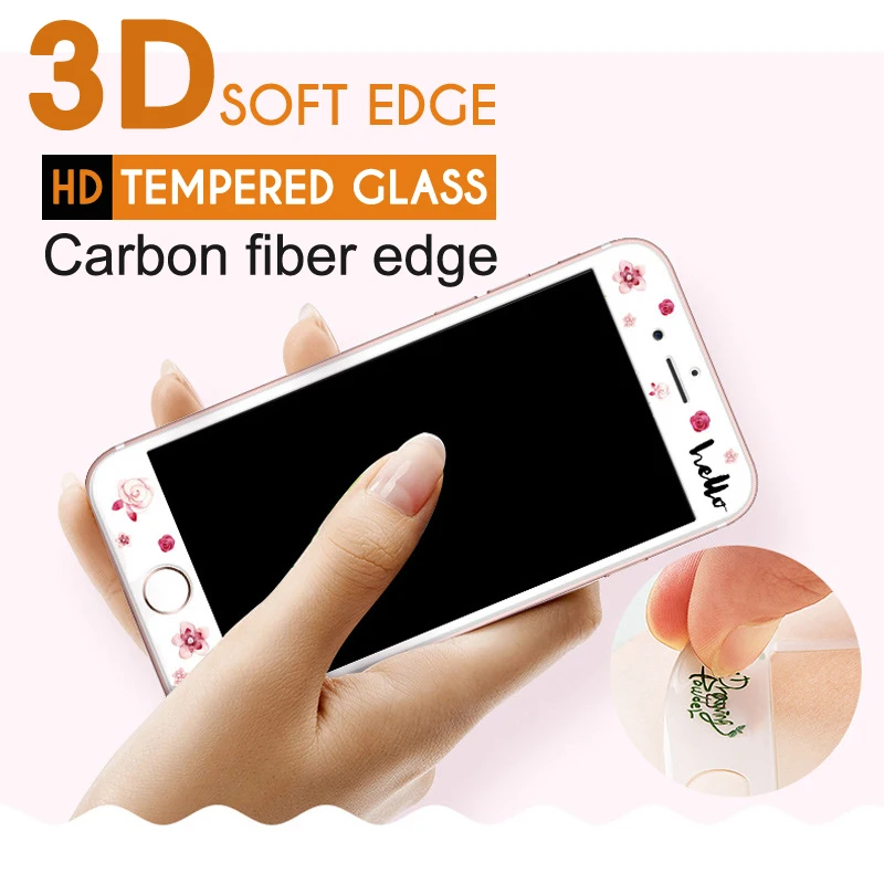 ESVNE 3D Soft Curve edge Tempered glass for iphone 6 glass iphone 7 glass 8 6S Plus Screen Protector full cover Cartoon color ESVNE 3D Soft Curve edge Tempered glass for iphone 6 glass iphone 7 glass 8 6S Plus Screen Protector full cover Cartoon color