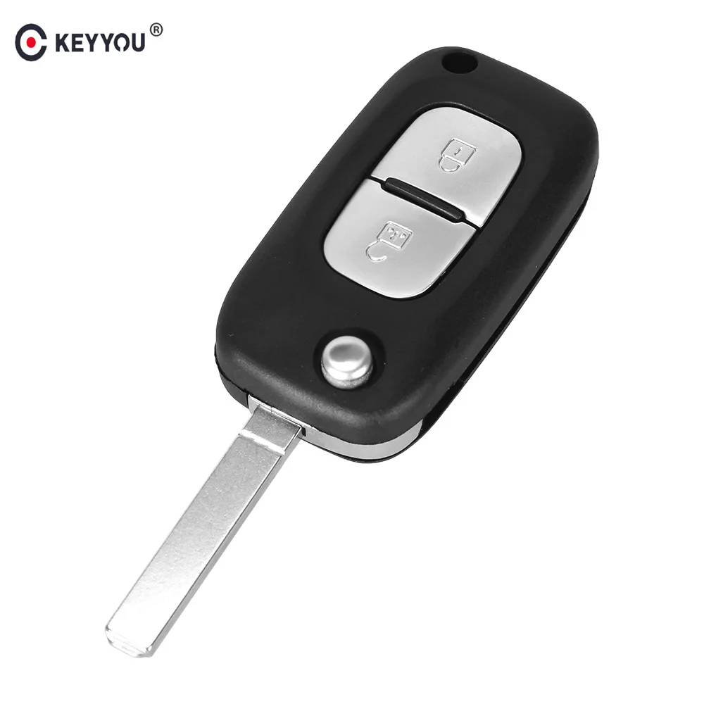 

KEYYOU 2 Buttons Flip Folding Car Key Shell For Renault Clio Megane Kangoo Modus Remote Key Auto Blank Case Cover Uncut Blade