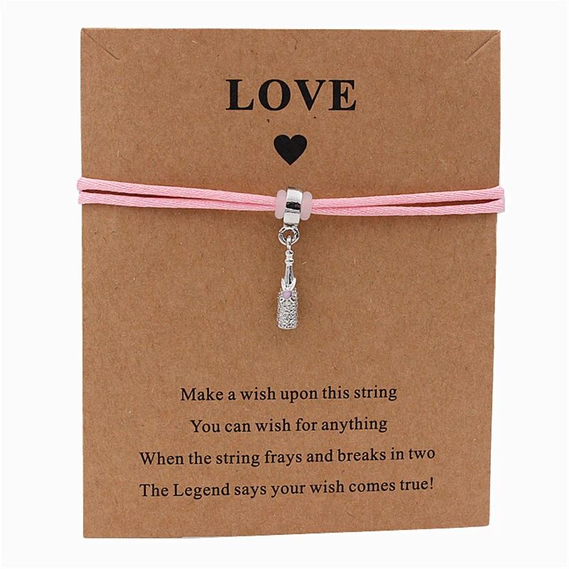 Bracelet De Bouteille De Vin Pour Hommes Et Femmes Breloques De Souhait Cadeau Pour Maman Papa Bebe Enfants Chaine Rouge Simple Aliexpress