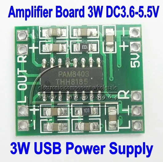 

Wholesale 10pcs/lot Mini power Amplifier Board 3W+3W USB Power Supply DC 5V