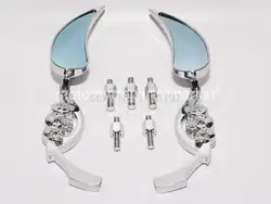 Новая бесплатная доставка хром Скелет Череп TEARDROP зеркало для Harley Street Sport Cruiser Chopper Пользовательские