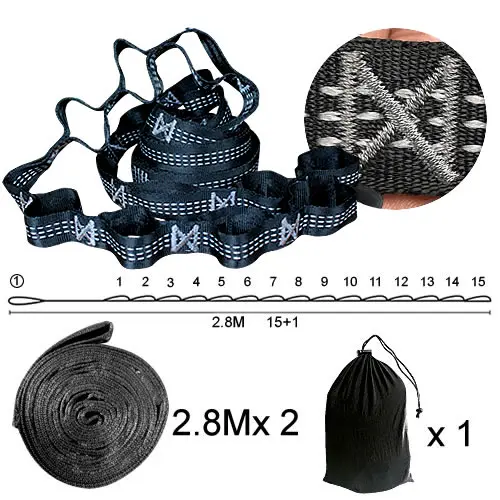 Черные ремни для гамака X-style, 2 шт., супер прочный ремень для гамака, Hamac Hamak, для путешествий, портативная подвесная веревка для дерева, 2000 кг - Цвет: 06