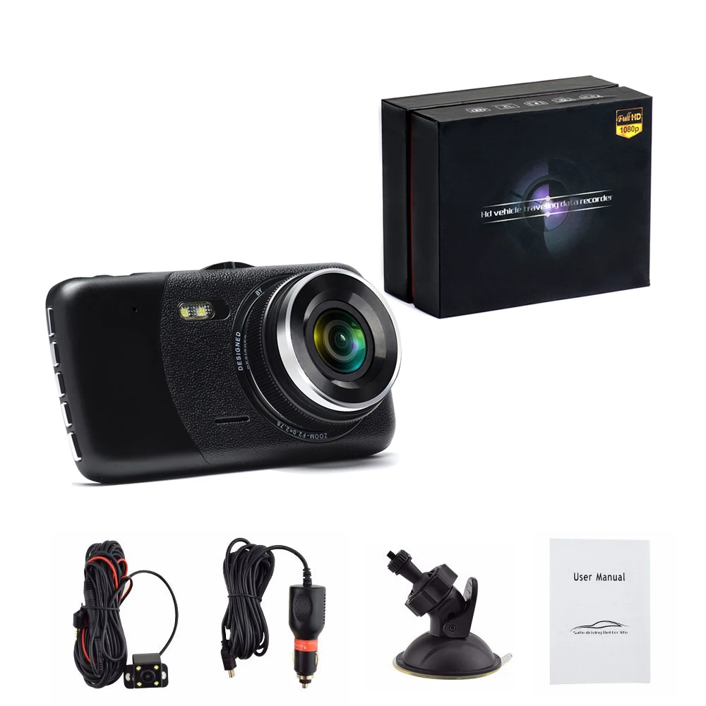 Автомобильный видеорегистратор AMPrime с 4 дюймовым IPS экраном Full HD 1080P углом обзора
