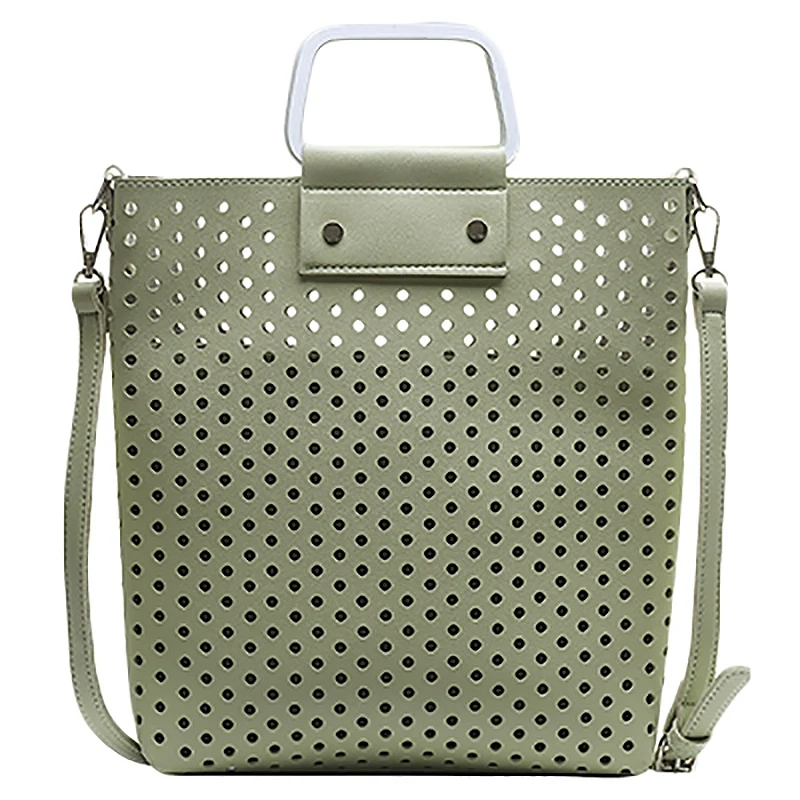 

ABDB-New Women Bag Pu Leather Hollow Out Tote Bag Fashion Ladies Larger Capacity Shoulder Bags Female Casual Handbags