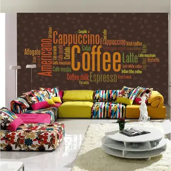 

5d papel Murals English Letter Coffee 3d Photo Mural Wallpaper for Cafe Coffee Shop Bar 3d Wall Murals Washable 3d Murals