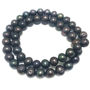 

16 inches 9-10mm Black Potato Fresh water Pearl Loose Strand