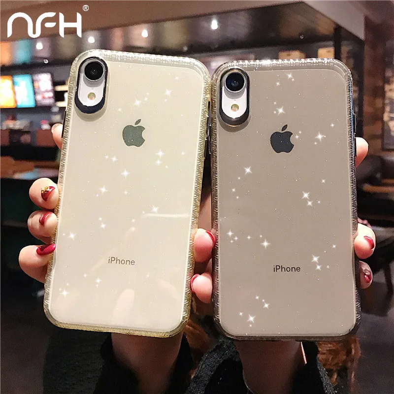 

Glitter Bling Soft Clear Phone Cases Cover For Iphone On XS Max XR X 8 7 6 6S Plus 6plus TPU Ultra thin Back Cover Phone Case