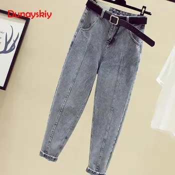 

High Waist Jeans Ankle Length Radish Nine Points Jeans Women Loose Korean Students Thin Light Old Straight Jeans Autumn