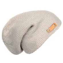 Мужские Женские вязаные зимние фетровые шляпы больших размеров Вязаная Шапка-бини Кепка для скейтборда