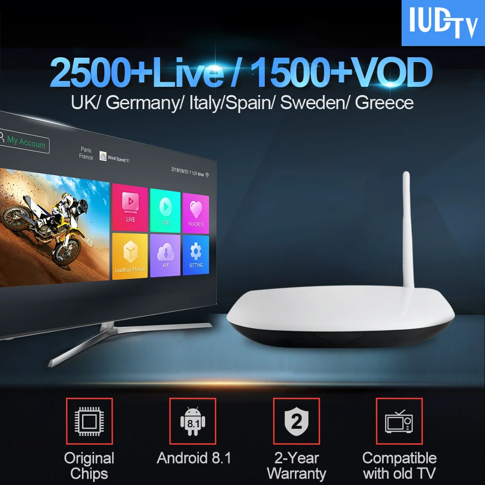 

European IPTV Subscription Q1304 Smart Android 8.1 TV Box RK3229 IUDTV Pro Code Sweden Spain Italy Germany Greek Arabic Iptv Box