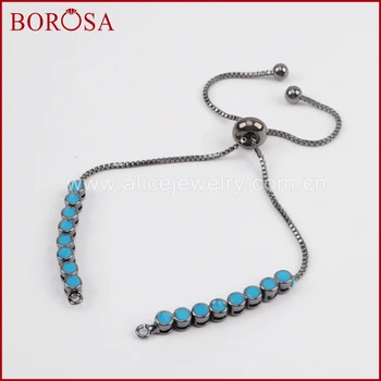 

BOROSA 10pcs Mix Colors chain micro pave cz blue zircon for bracelet jewelry finding 8.5''adjustable chain jewelry WX461