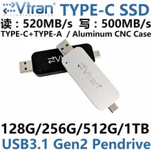 EVtran 128GB 256GB 512GB 1 ТБ USB3.1 Gen2 внешний ssd usb портативный ssd флеш-накопитель USB3.0 windowstogo SSD Thunderbolt3