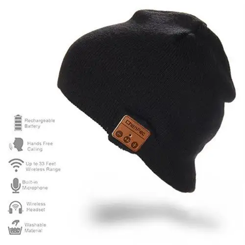 Bluetooth шляпа мода беспроводной Bluetooth CHENFEC шапка с стереонаушники гарнитуры наушники Колонки микрофон лучшие подарки - Цвет: CF-hat-black