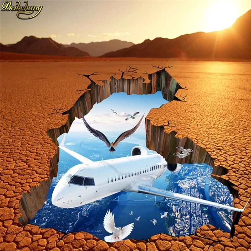 beibehang papel de parede 3D floor painting aircraft wallpaper non-slip waterproof self-adhesive PVC Wall paper Murals painting