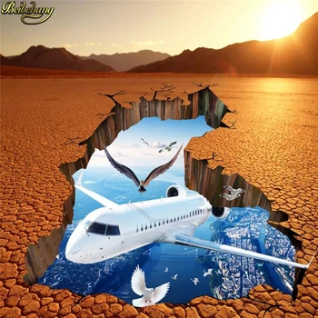 

beibehang papel de parede 3D floor painting aircraft wallpaper non-slip waterproof self-adhesive PVC Wall paper Murals painting