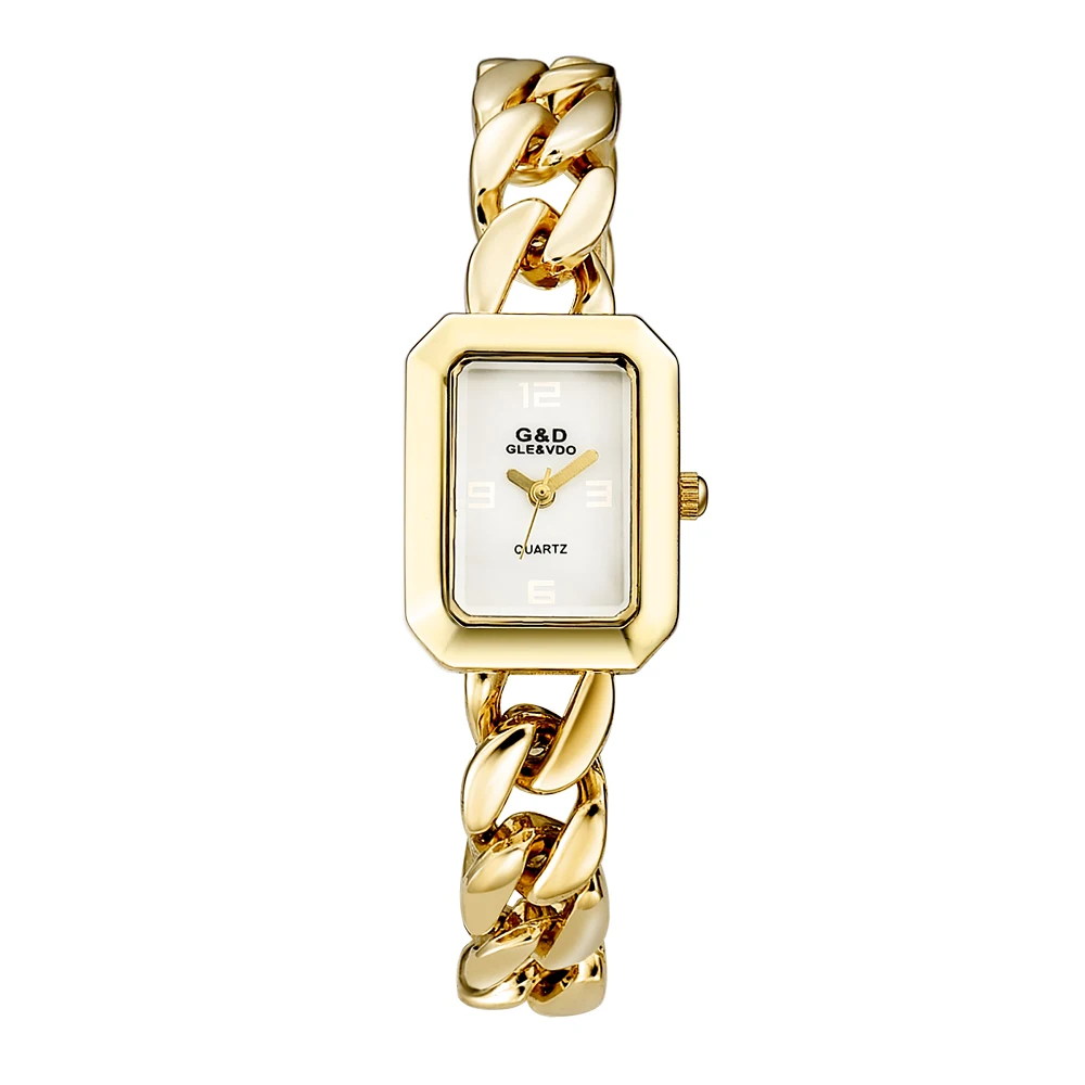 Новинка! G& D женские часы роскошные золотые Брендовые женские браслеты кварцевые наручные часы прямоугольник relogio feminino reloj mujer Часы