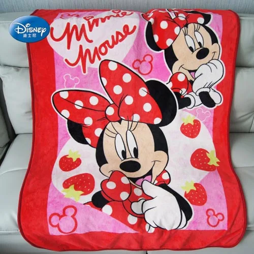 Disney Cartoon Red Minnie Mouse Throw Blanket Sherpa Backing 150x200cm