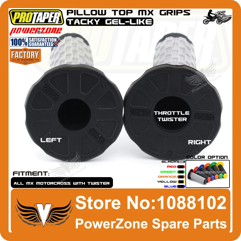 024858 CRF YFZ RMZ KXF SXF XC PRO TAPER Pillow Top Motorcycle Grips BLACK