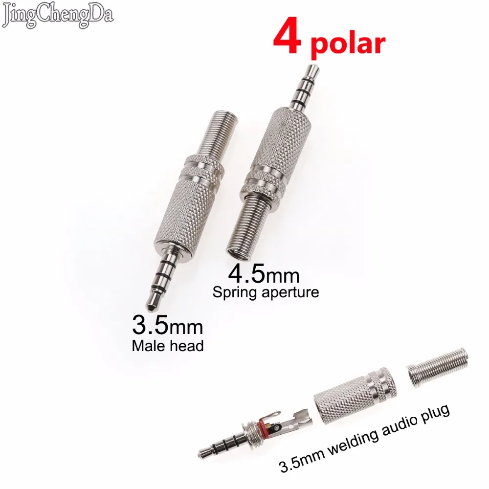

JCD New 3.5 mm Metal Stereo 4 Pole 3.5mm Male Repair Headphone Jack Plug Audio Soldering Adapter Silver Nickel plating