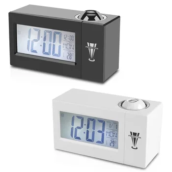 

LCD Screen Digital LED Projection Alarm Clock Calendar Temperature Humidity Wake Up Snooze Function Table Desk Clock Night Light