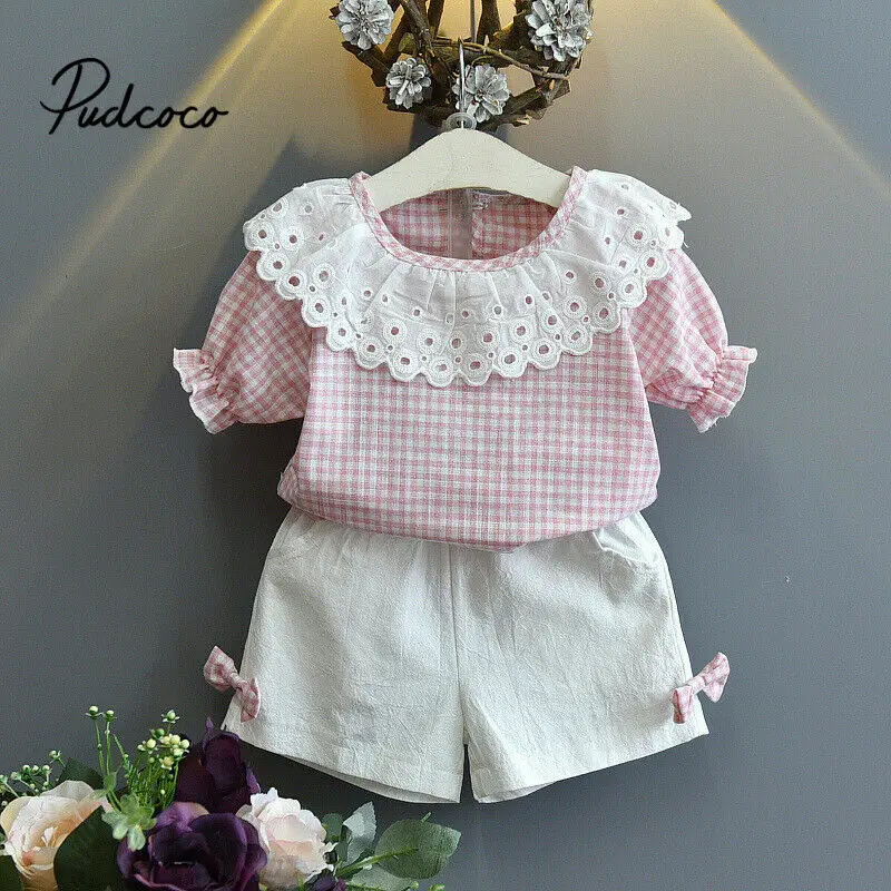 Pudcoco/Новый Модный комплект одежды для маленьких девочек блузка с цветочным