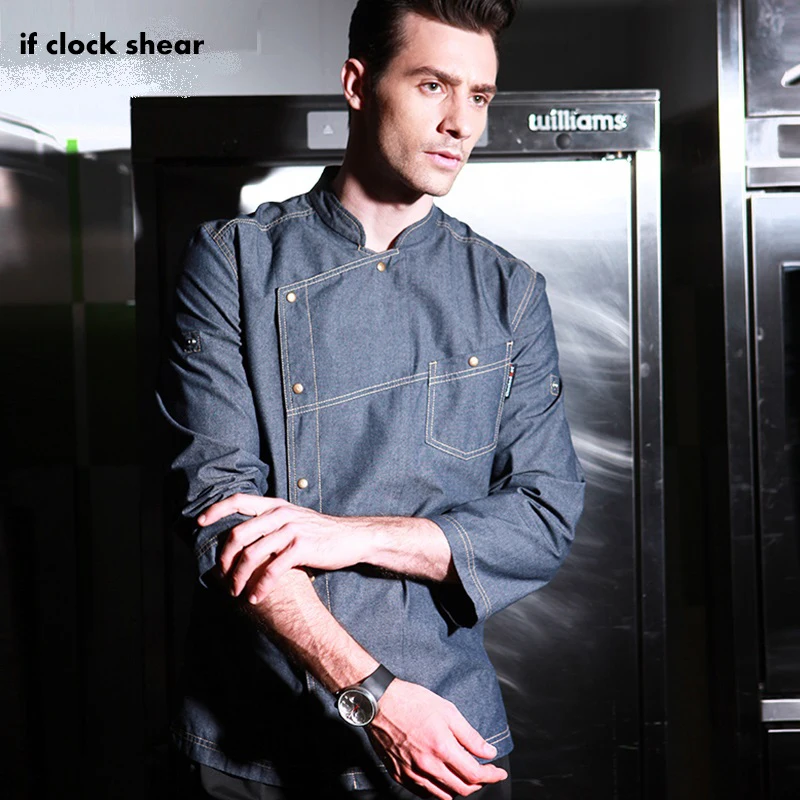 

Fashion hote restaurant kitchen long sleeve thin chef jacket for man with adjustable sleeves long sleeves restaurant uniform