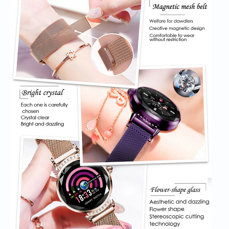 FELEBY 2019 Smart Watch Women Fashion Crystal Bracelet Wristband Watches Pedometer Fitness Tracker Smartwatch for IOS Android