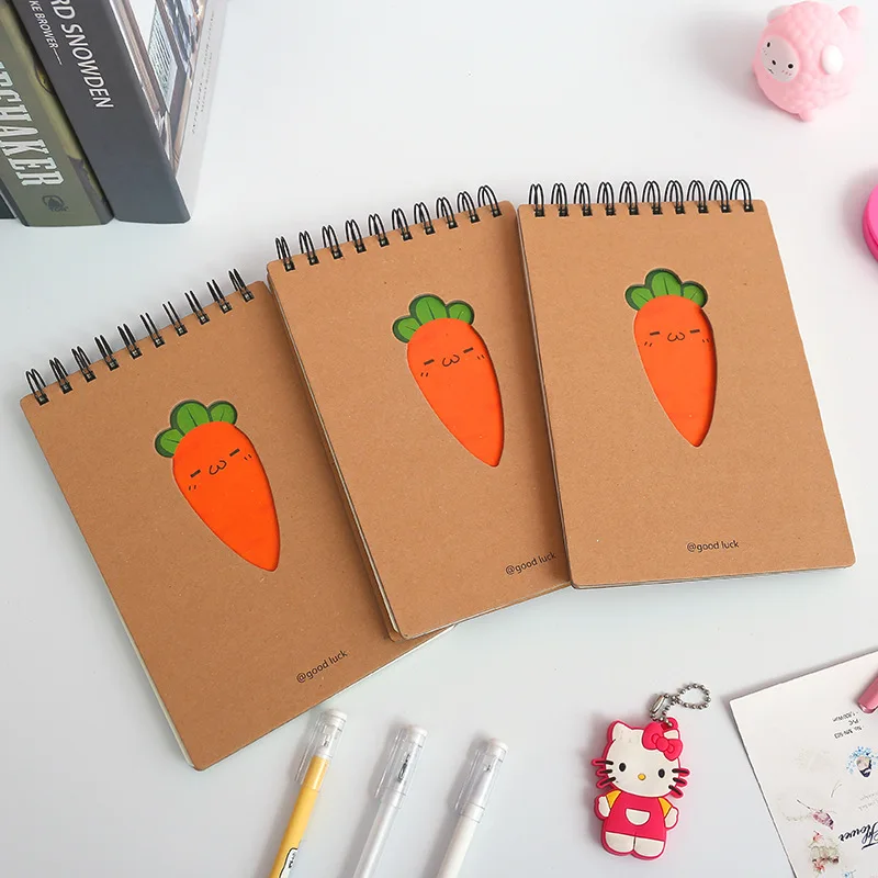 Cute Mini Radish Notebook Planner Book for Kids School Supplies Korean