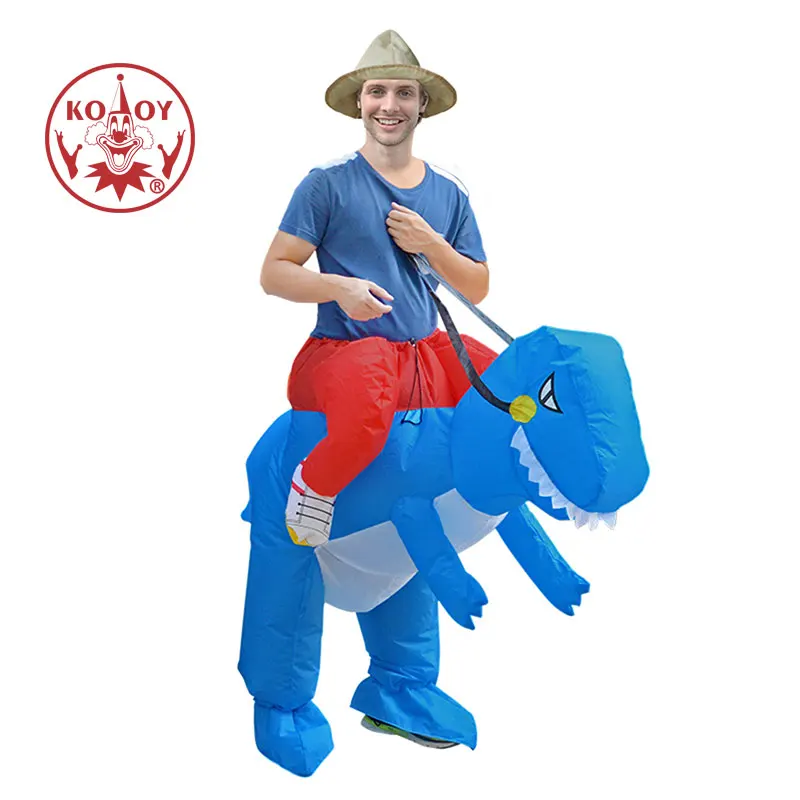 

3 Color Red Blue Green Dinosaur Costume Adult and Child Inflatable Costumes Halloween Funny Party Dress Jumpsuit Blown up