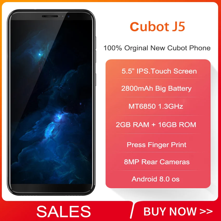 Чехол для Cubot J5 18:9 полный Экран 2 Гб оперативной памяти 16 встроенной Android 9 0 5 дюймов