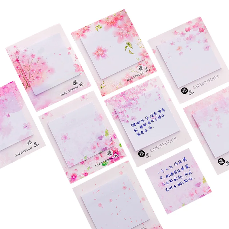 Японская Сакура самоклеющиеся заметки самоклеющиеся липкие заметки милые блокноты размещенные блокноты наклейки бумажные 30 листов/блокнот