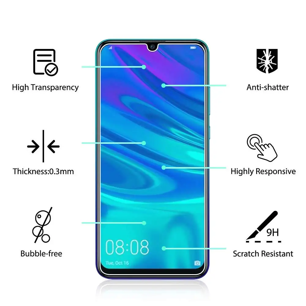2 шт Защитное стекло для huawei P Smart, защитное закаленное стекло для huawei P Smart Z, стеклянная пленка для телефона