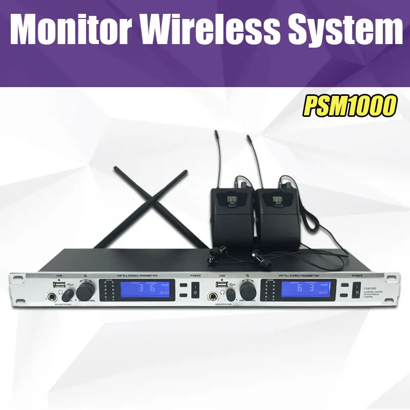 

Top Quality!! In Ear Monitor System 2 Channel 2 Bodypack Professional Monitoring with in earphone wireless with Stereo