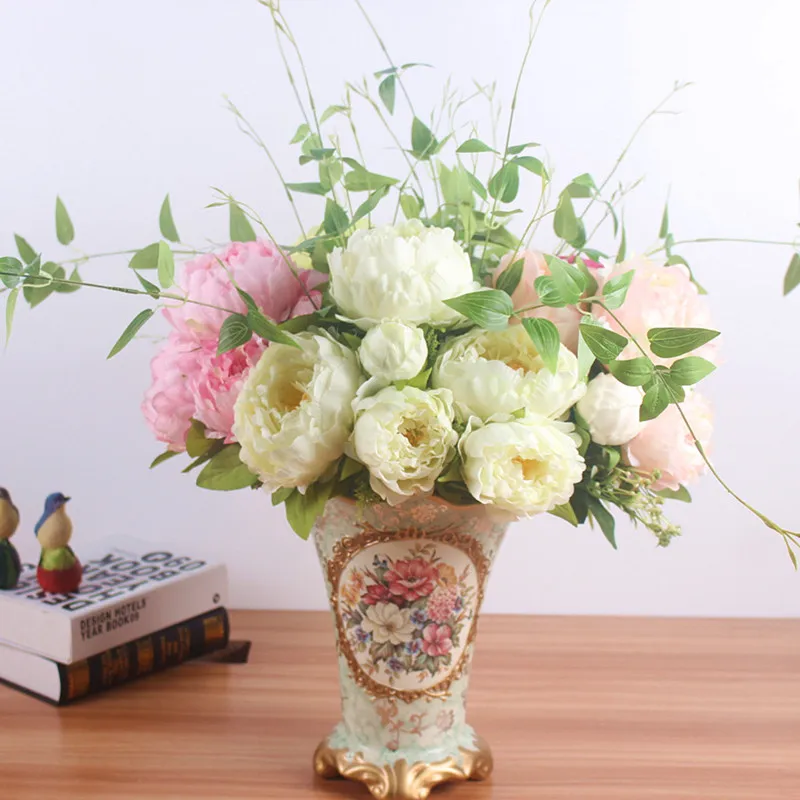 (7 headsbunch) 2017 New.Silk Simulation Artificial flower Peony flower bouquet for wedding home decoration (3)