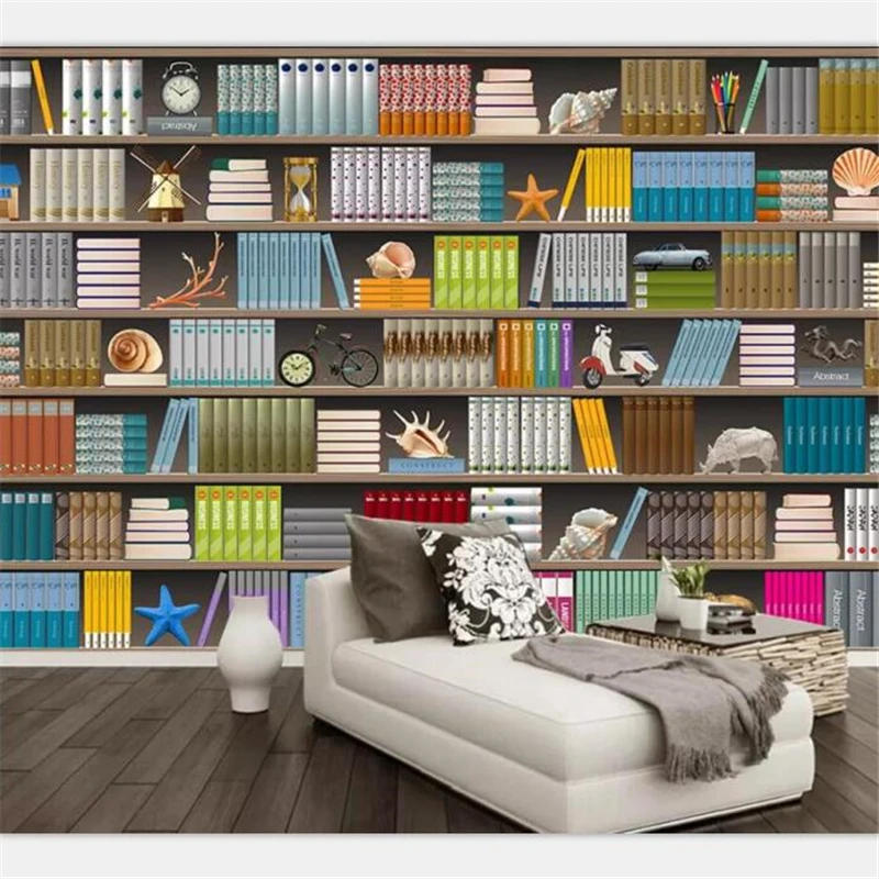 3d стерео книжная полка книжный шкаф фон для гостиной спальни papel de parede 3d|Обои| |