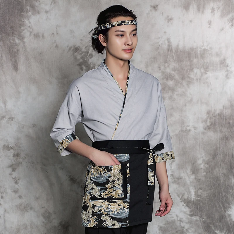 Специальное Стиль общественного питания шеф-повара Япония Кимоно рабочая одежда шеф-повар суши куртка