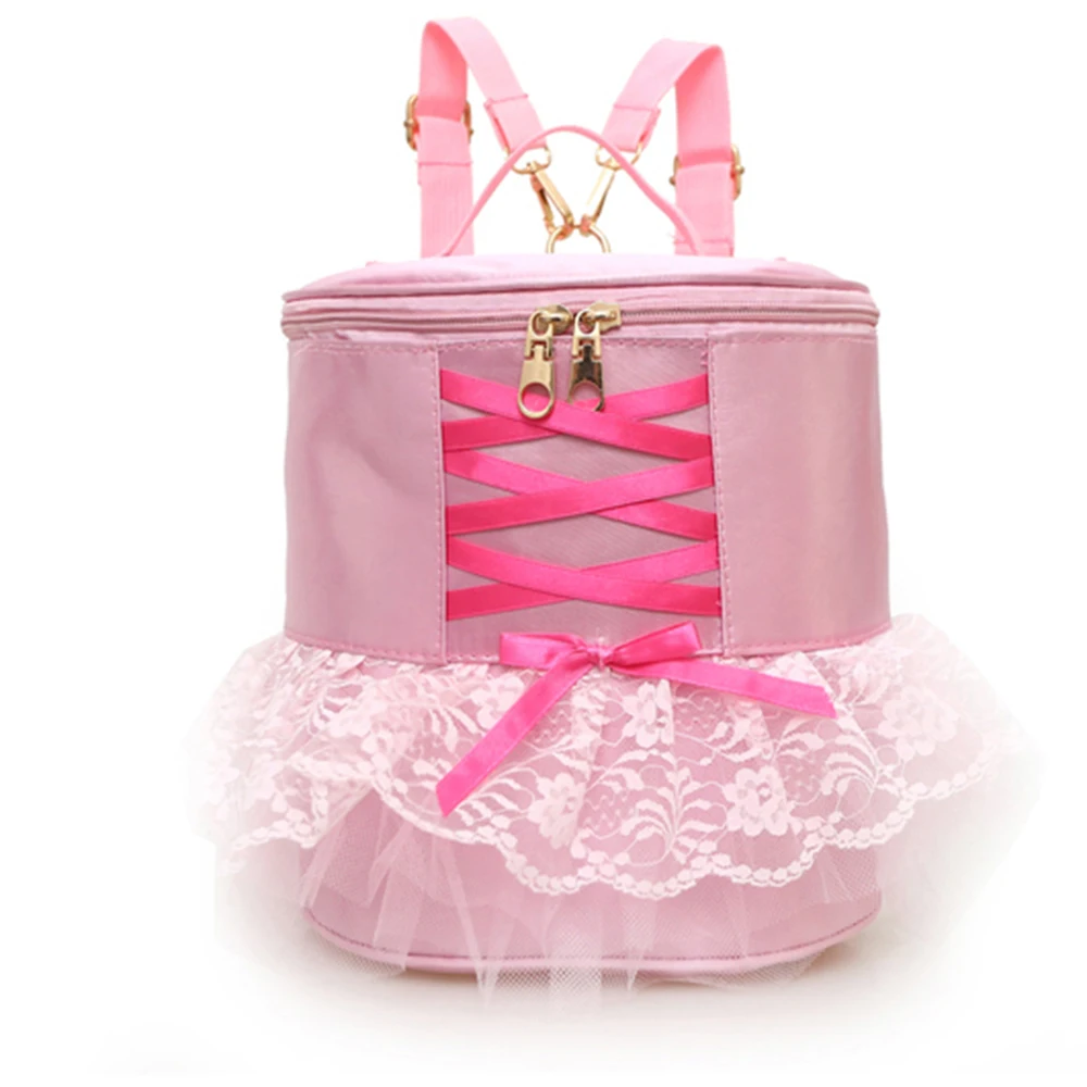 Pink Ballet Dance Bag For Girls Chilren Lace Ribbon Cute Dance Bags